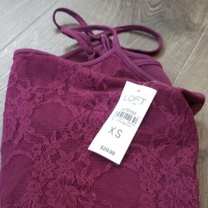 NWT LOFT OUTLET Purple Lace Camisole